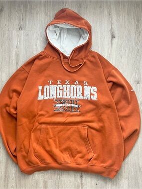Vintage Y2K University of Texas Hoodie Men’s XXL Orange Sweatshirt Preppy Retro